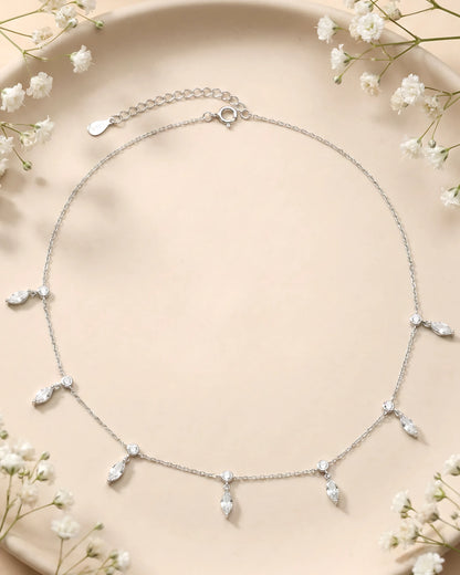 Marquise Crystal Drop Station Necklace