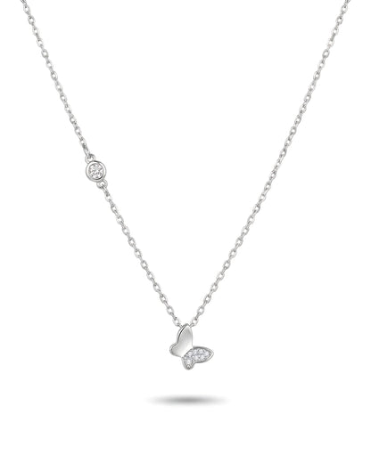 Dainty Butterfly Solitaire Pendant