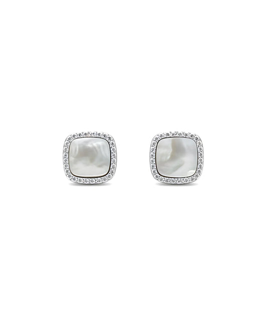Luminous Pearl Halo Studs | 925 sterling silver earrings