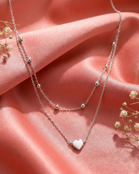 Double Layer Heart and Bead Necklace