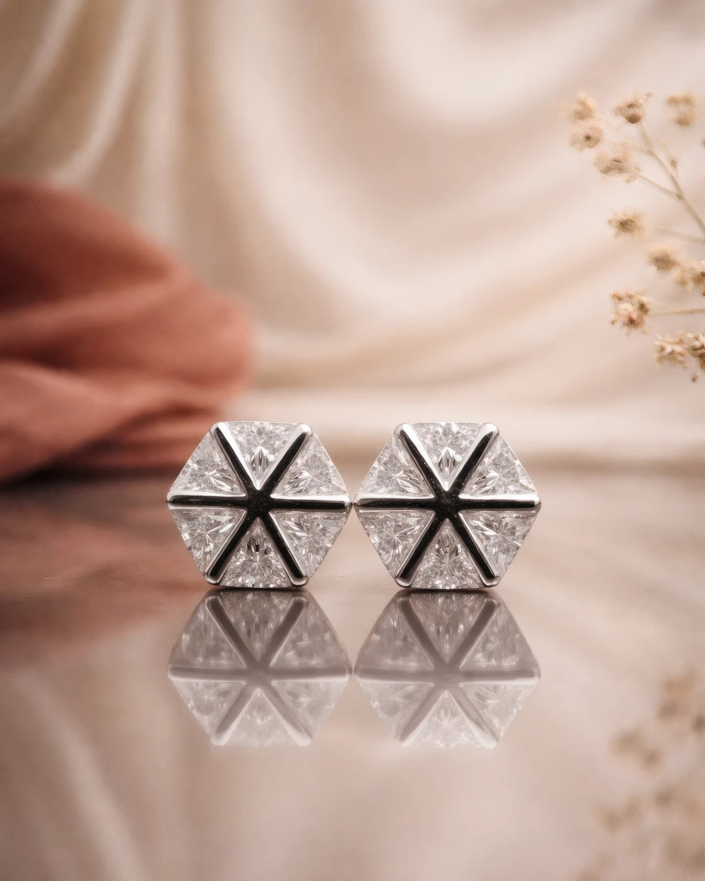 Geometric Gem Stud Earrings | 925 Sterling Silver