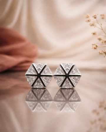 Geometric Gem Stud Earrings | 925 Sterling Silver