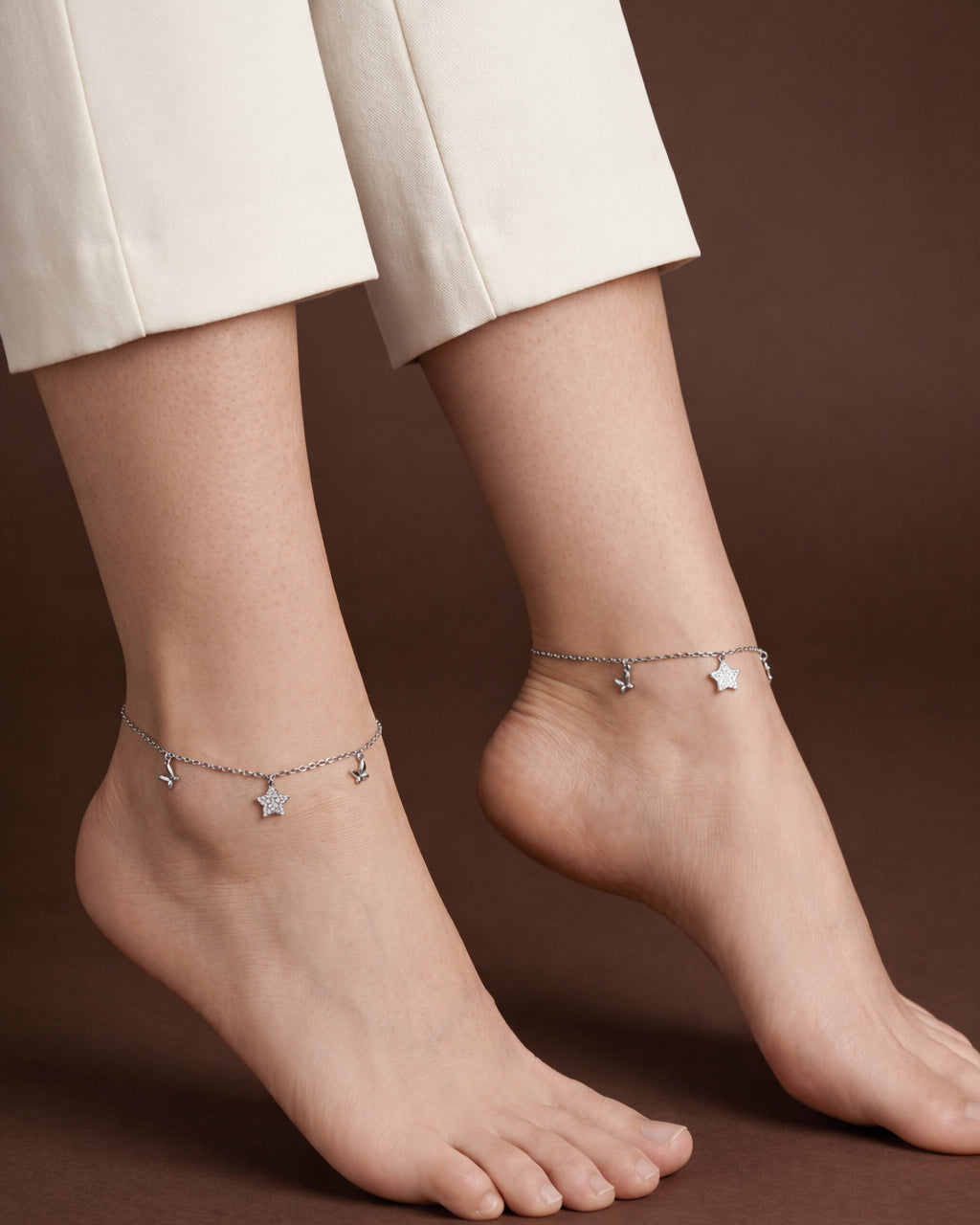 Geometric Butterfly Charm Single Anklet