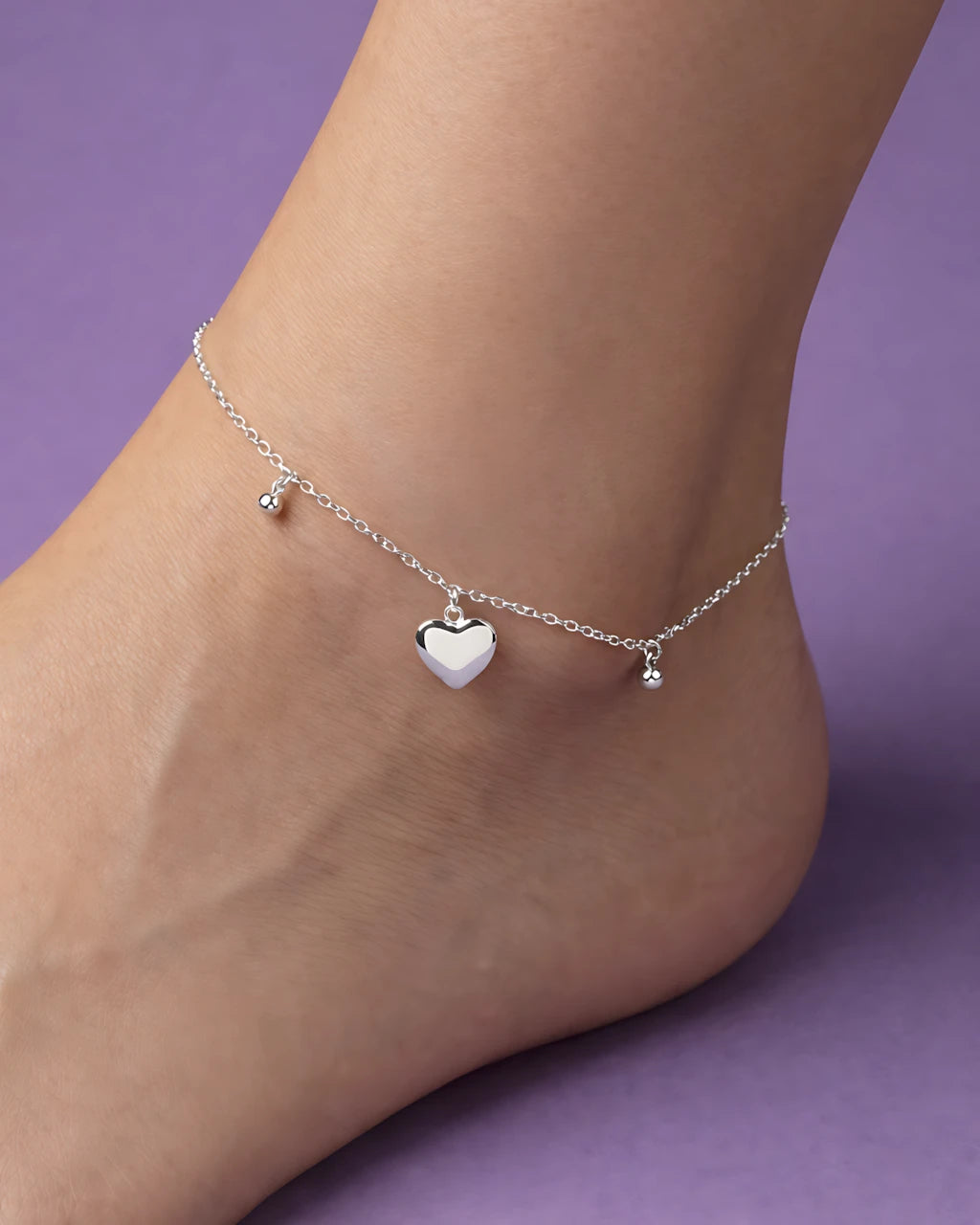 Puffed Heart Single Anklet