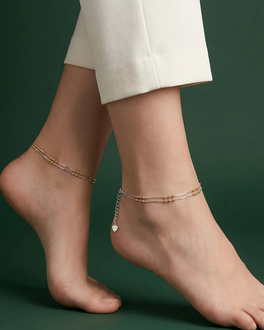 Two Tone Layered Single Anklet