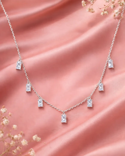 Emerald Cut Crystal Drop Necklace