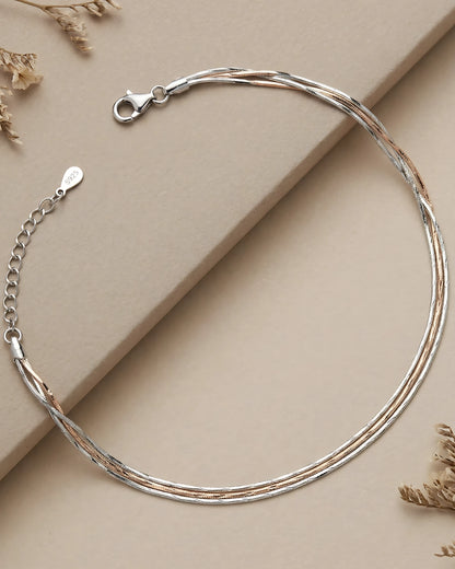Two Tone Braided Single Anklet