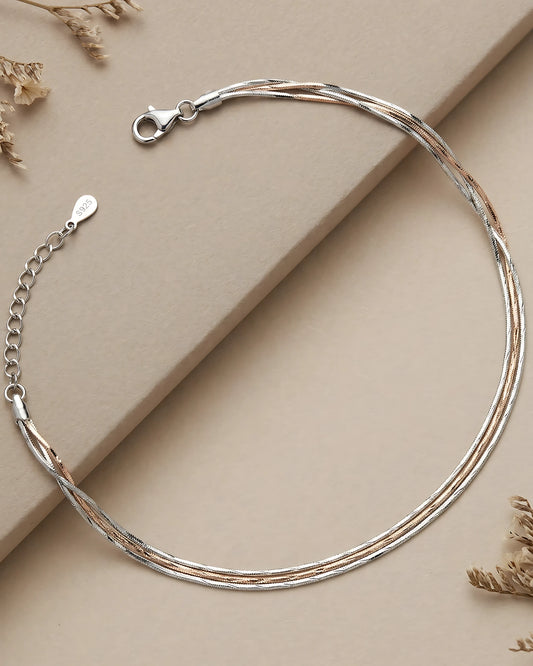 Two Tone Braided Single Anklet