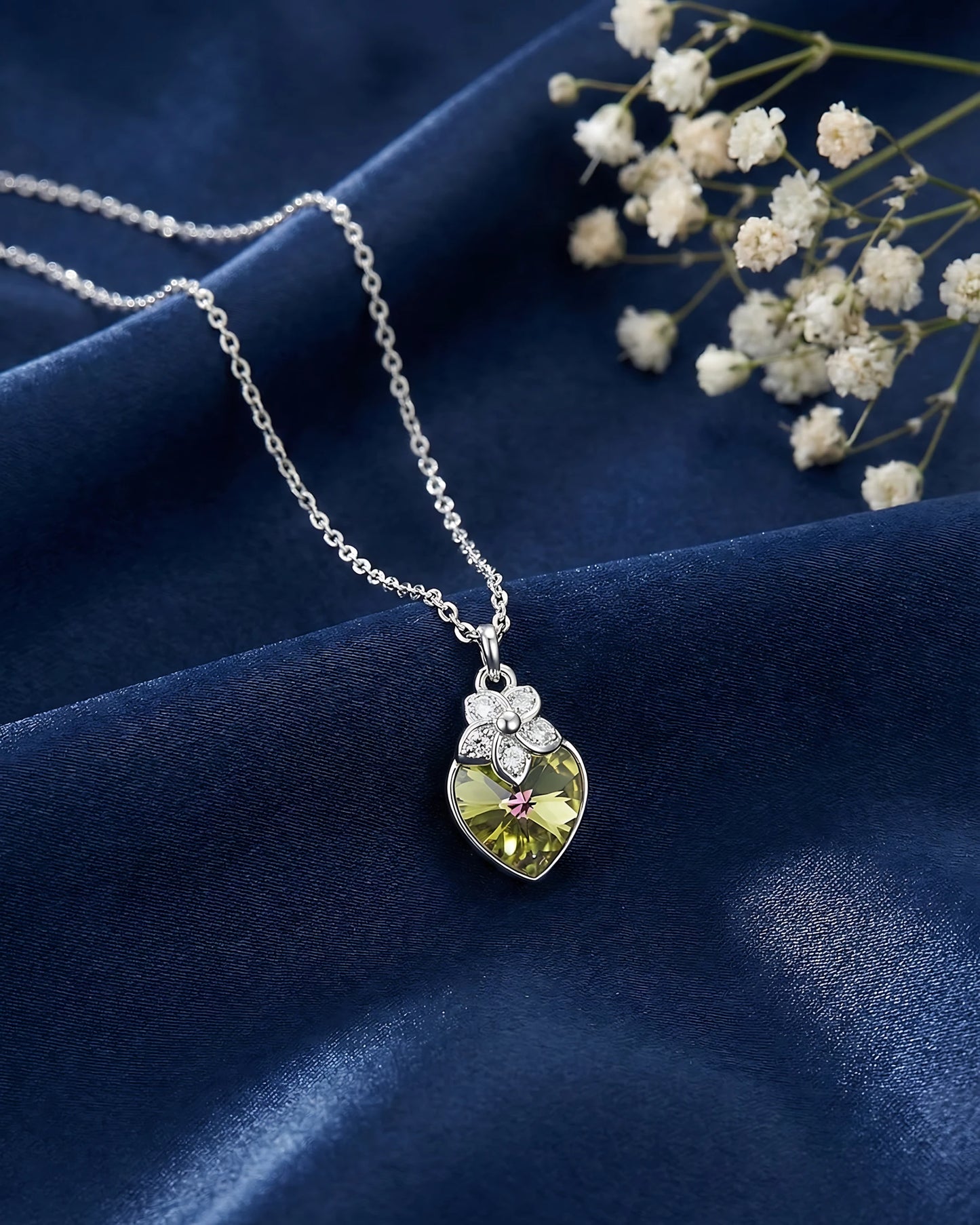 Olive Heart Floral Pendant