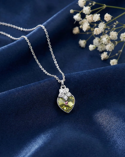 Olive Heart Floral Pendant