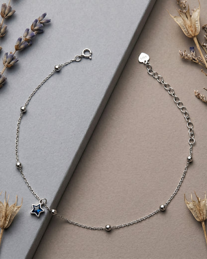Blue Star Geometric Beaded Single Anklet