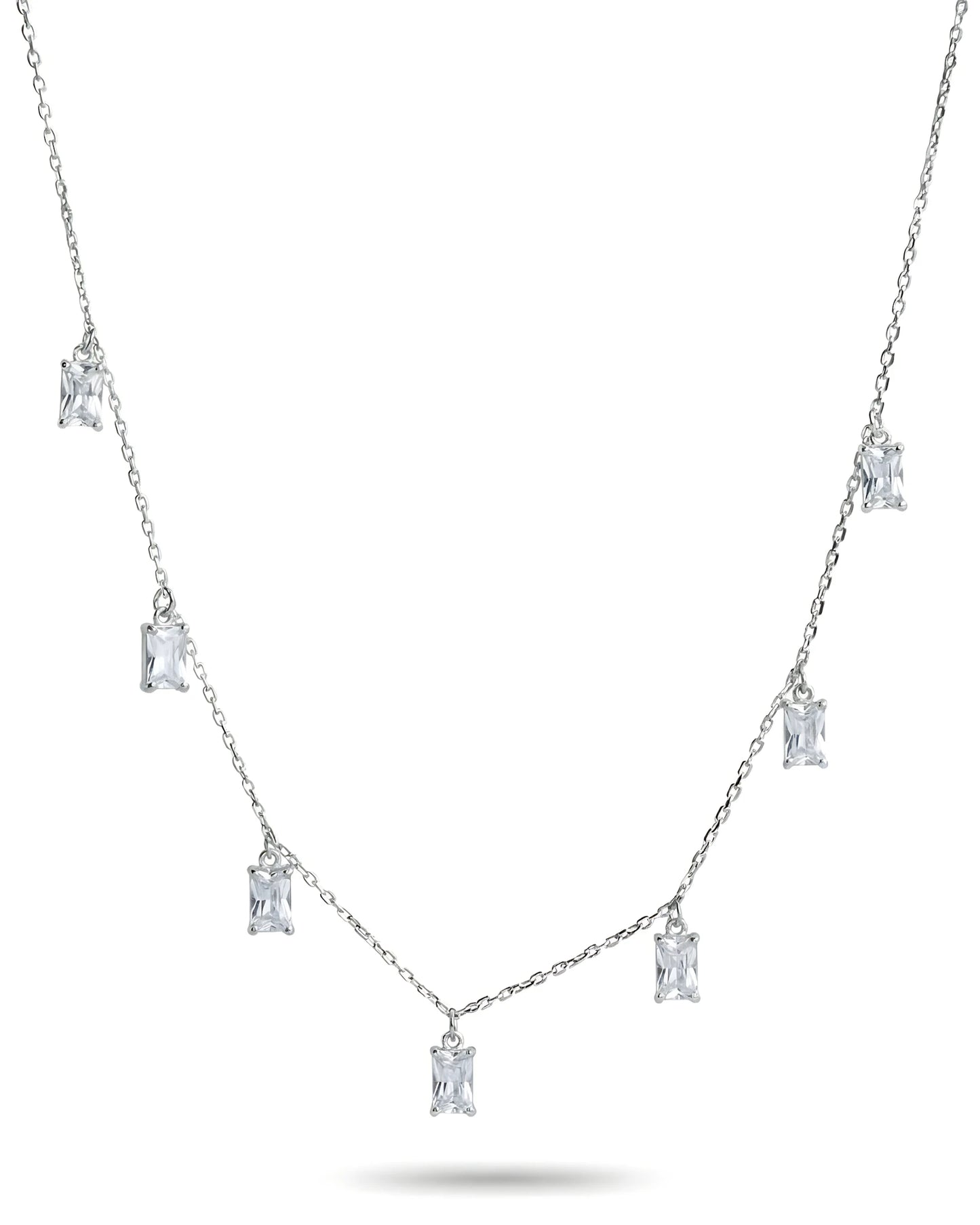 Emerald Cut Crystal Drop Necklace