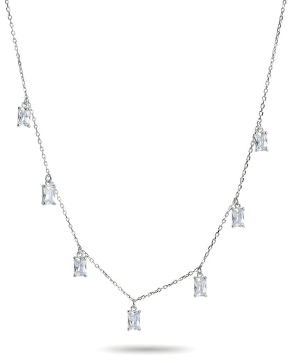 Emerald Cut Crystal Drop Necklace