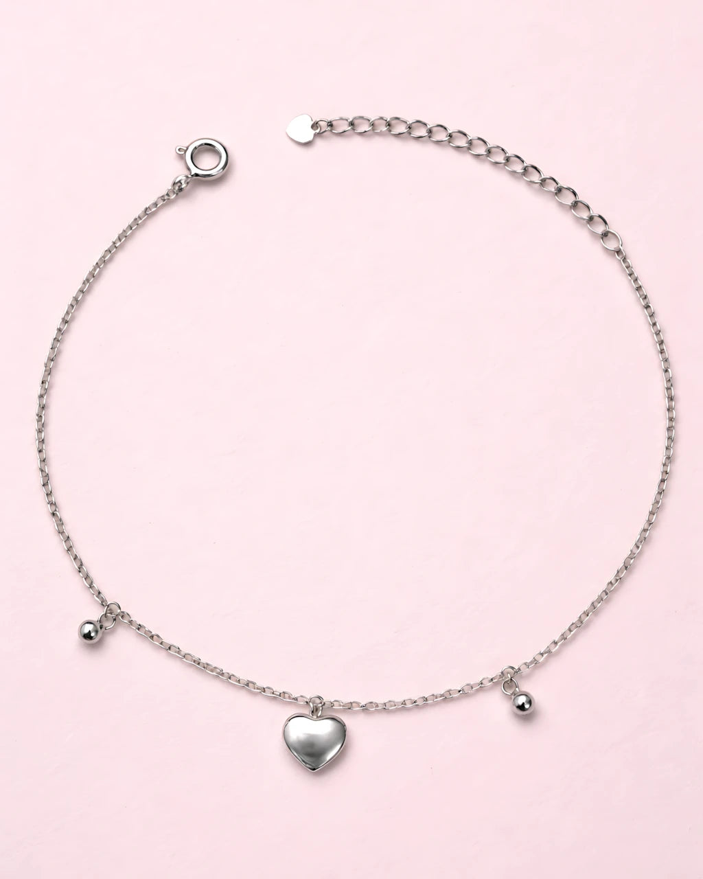 Puffed Heart Single Anklet