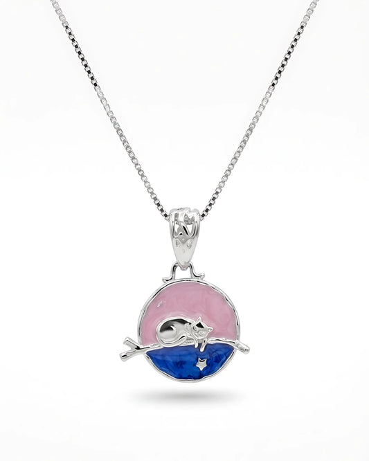 Dreamy Cat Silver Pendant
