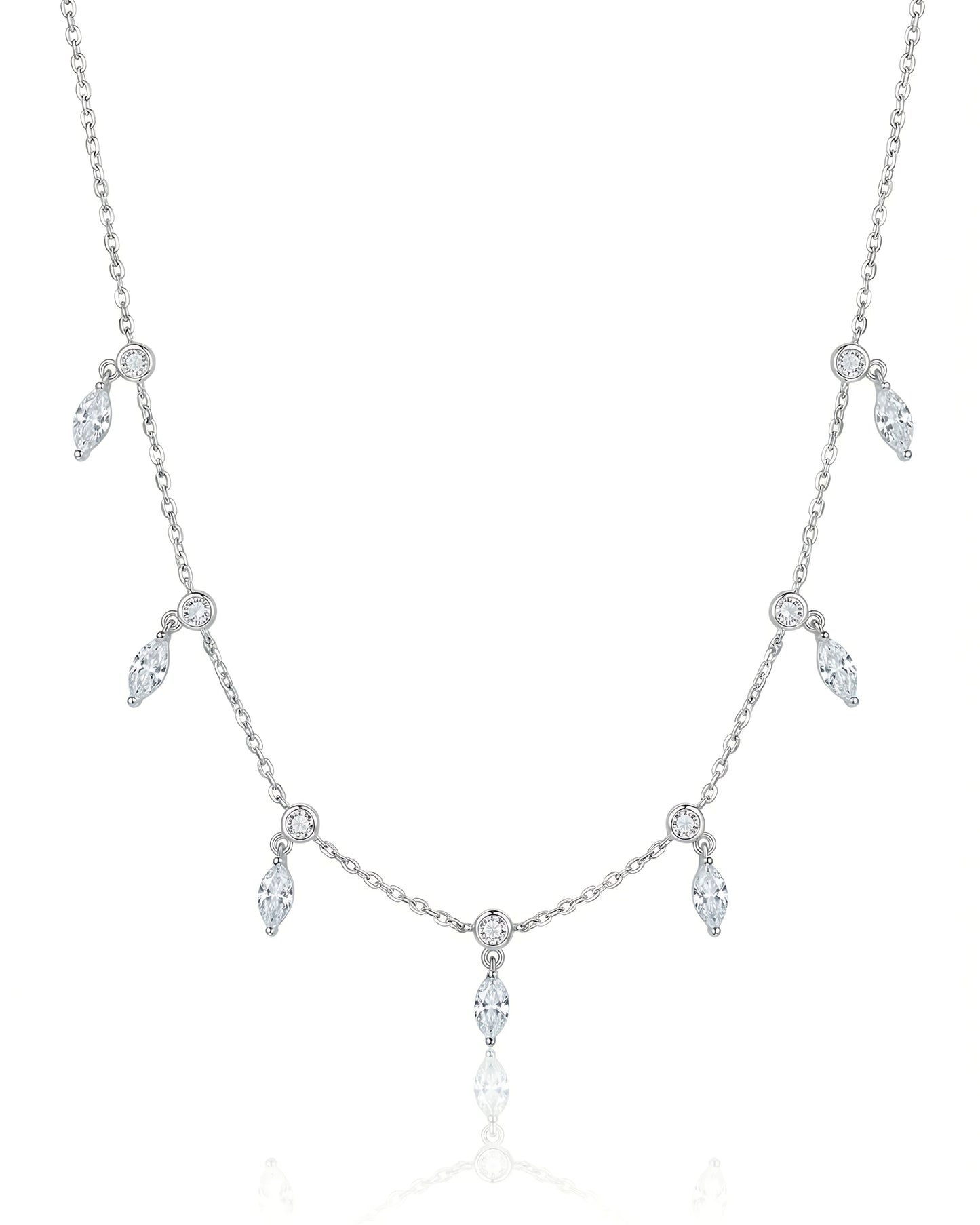 Marquise Crystal Drop Station Necklace