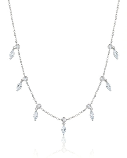 Marquise Crystal Drop Station Necklace
