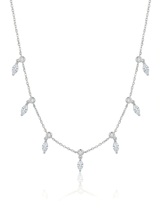 Marquise Crystal Drop Station Necklace