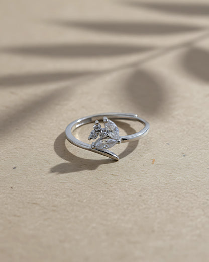 Silver Petal Adjustable Ring