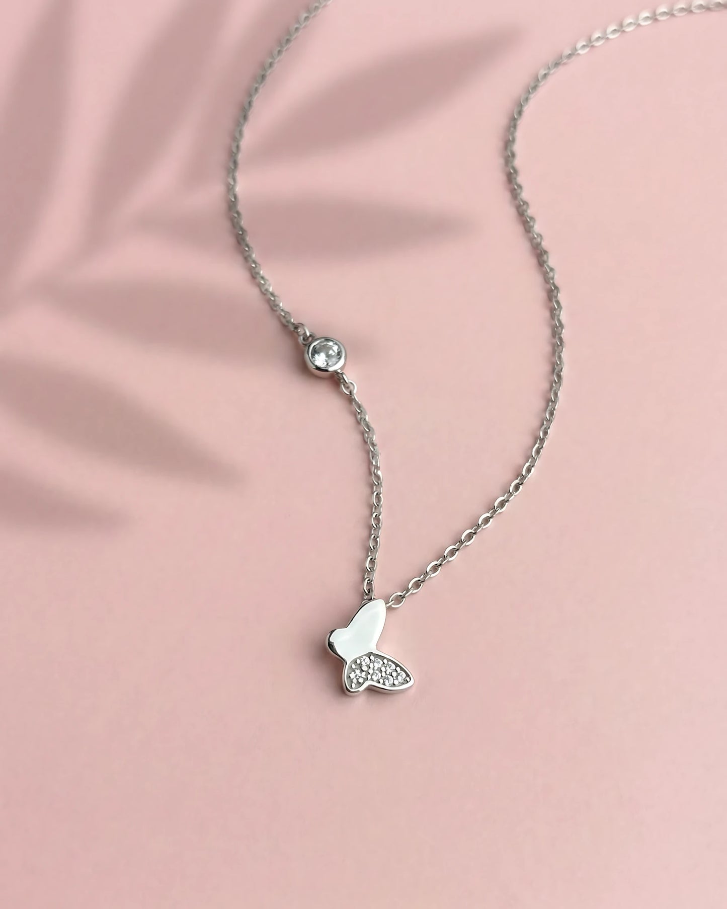 Dainty Butterfly Solitaire Pendant
