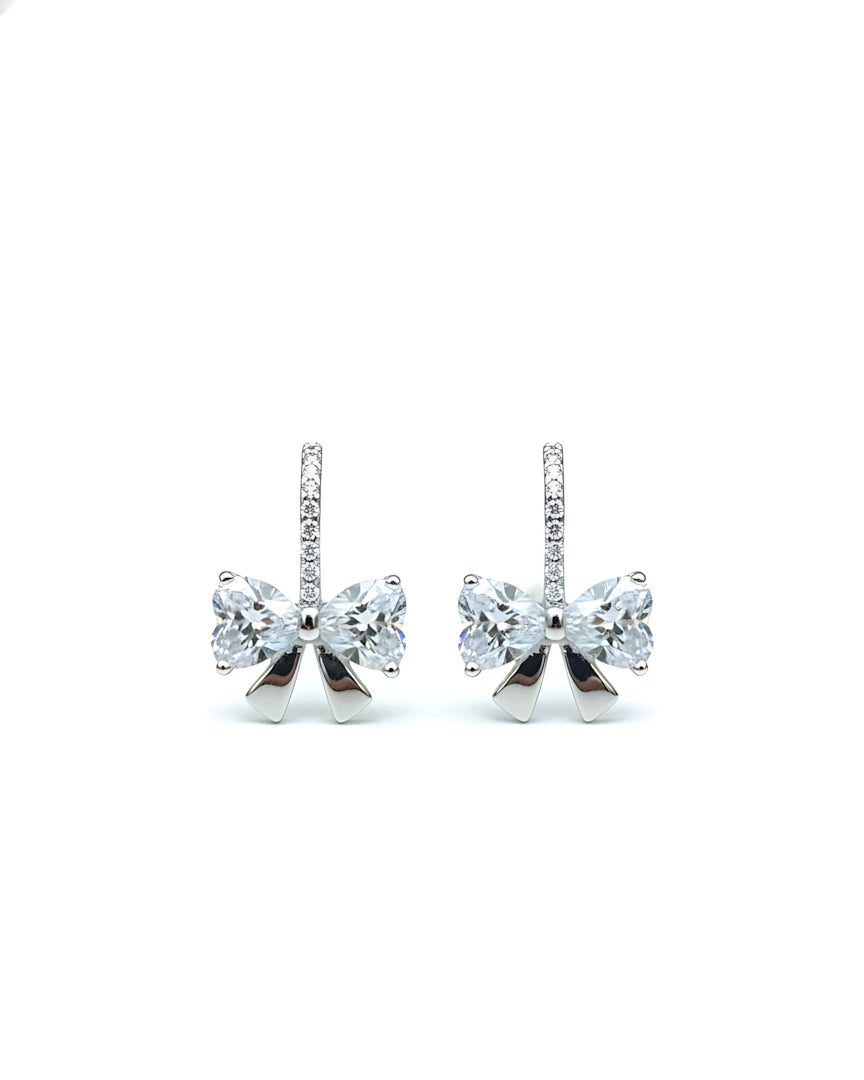 Ribbon Bow Heart Studs | 925 sterling silver earrings