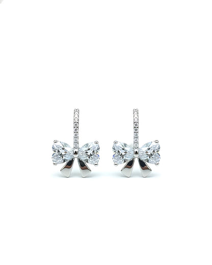 Ribbon Bow Heart Studs | 925 sterling silver earrings