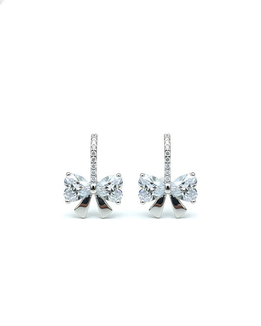 Ribbon Bow Heart Studs | 925 sterling silver earrings