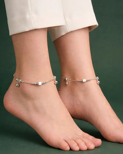 Cube and Bead Single Anklet