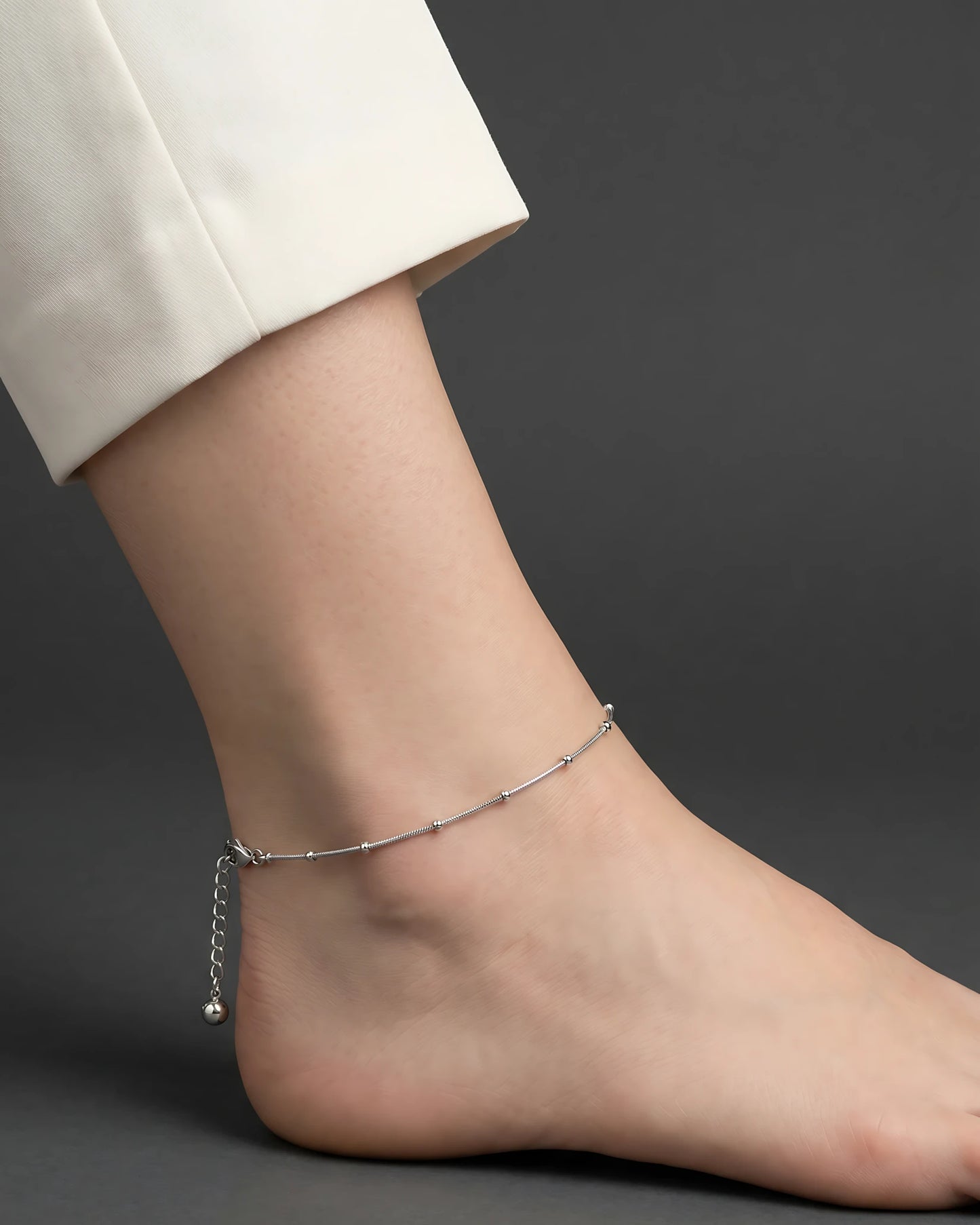 Spaced Bead Single Anklet