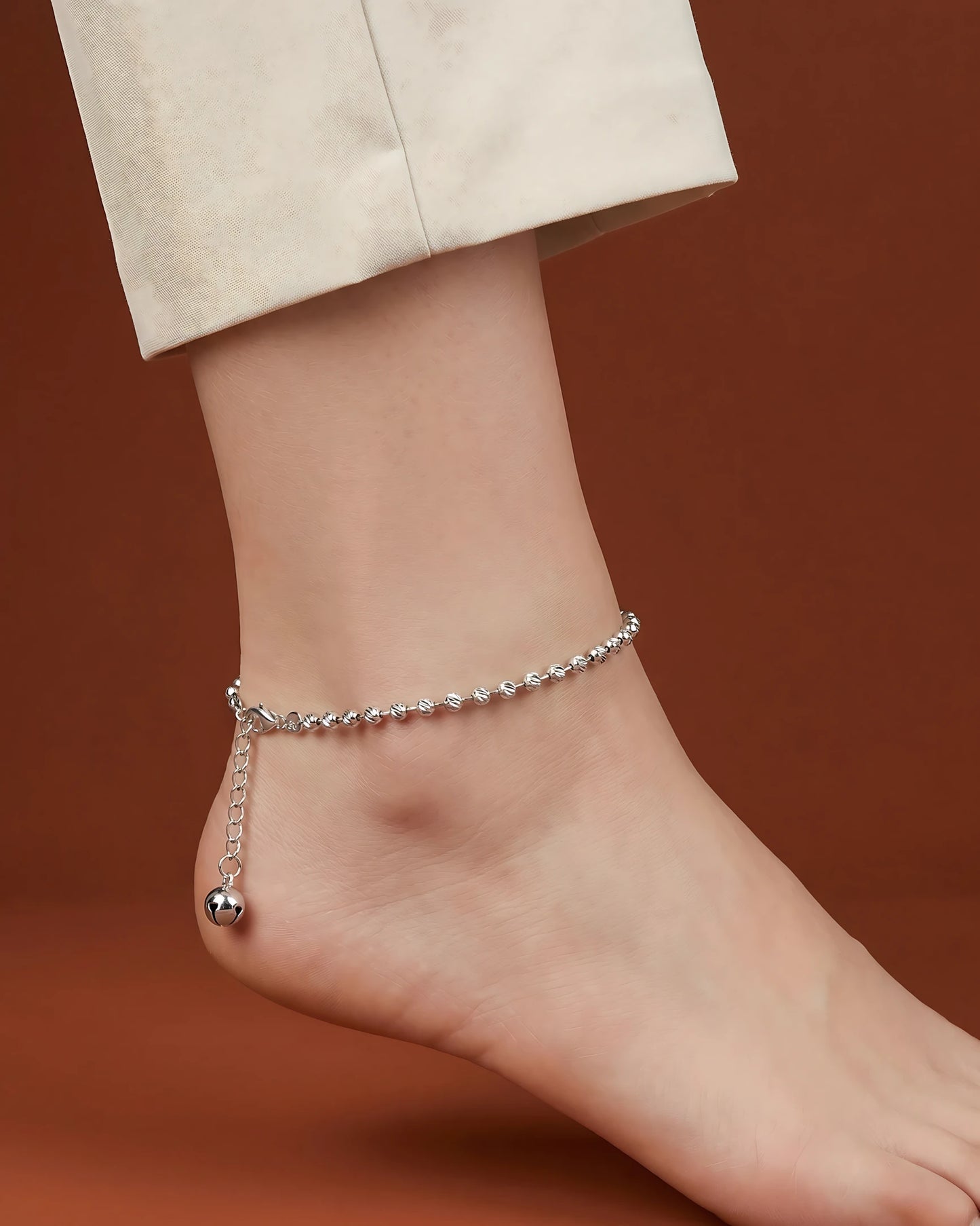 Textured Bead Single Anklet