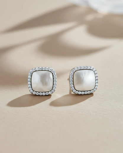 Luminous Pearl Halo Studs