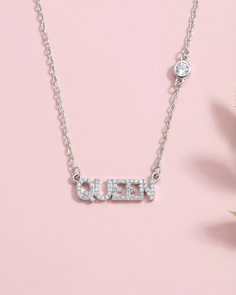 Queen Letter Crystal Necklace