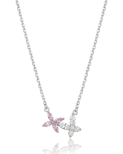 Pink and White Butterfly Duo Pendant