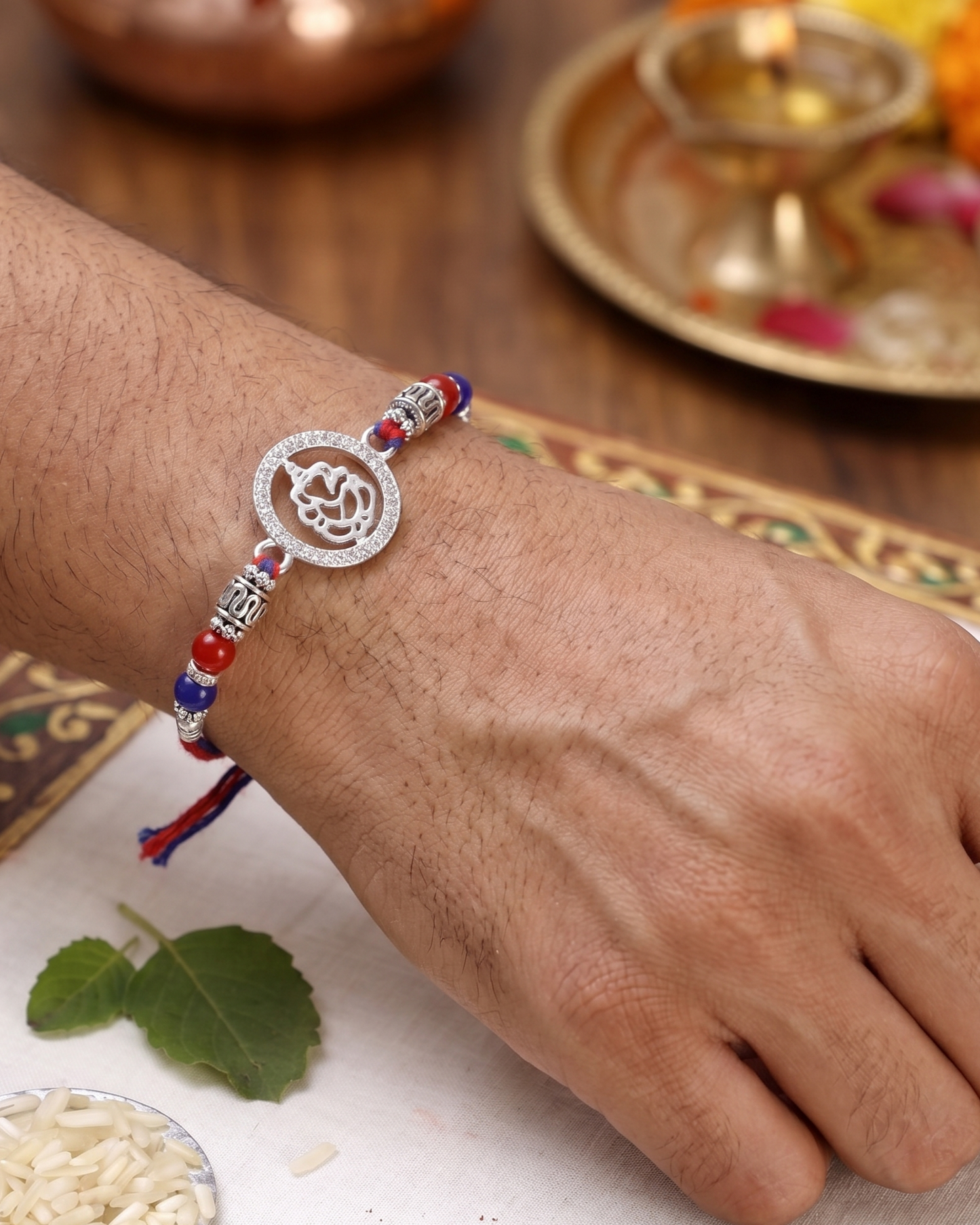 Divine Ganesha Halo 925 Sterling Silver Rakhi