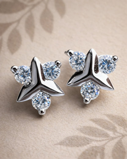 Trident Trinity Stud Earrings | 925 Sterling Silver