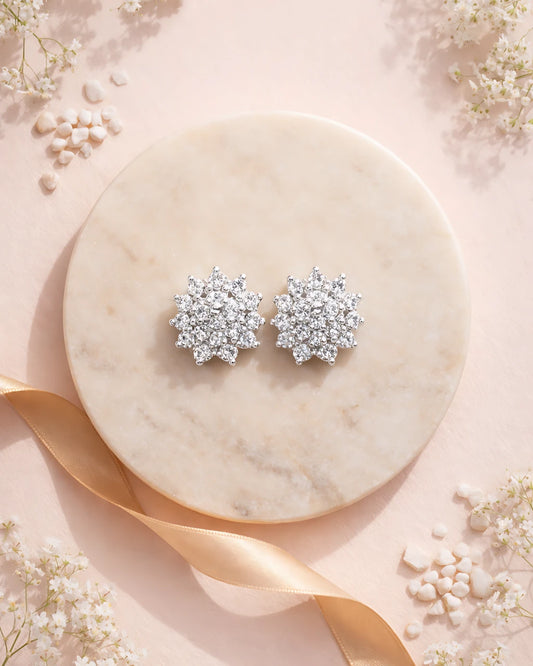 Starburst Sparkle Stud Earrings | 925 Sterling Silver