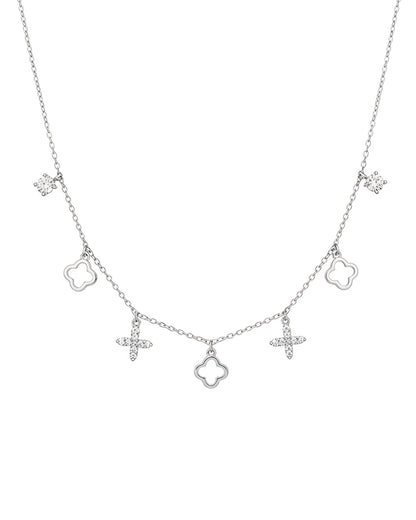 Crystal Clover and Floral Station Necklace
