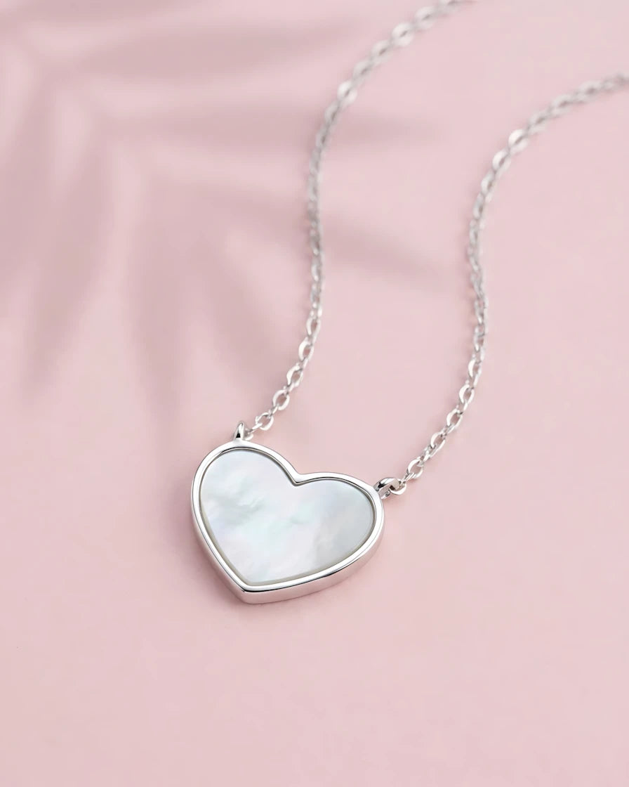 Pearlescent White Heart Pendant