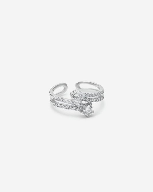Stellar Twin Star Adjustable Ring | 925 sterling silver ring