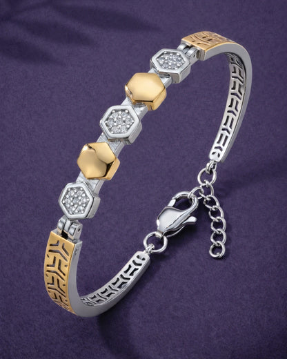 Dual Tone Hexagon Bracelet