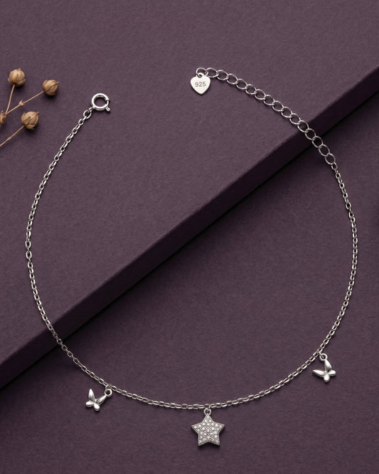 Geometric Butterfly Charm Single Anklet