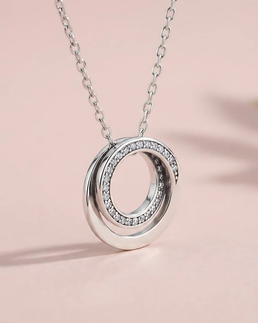 Interlocking Crystal Circle Pendant