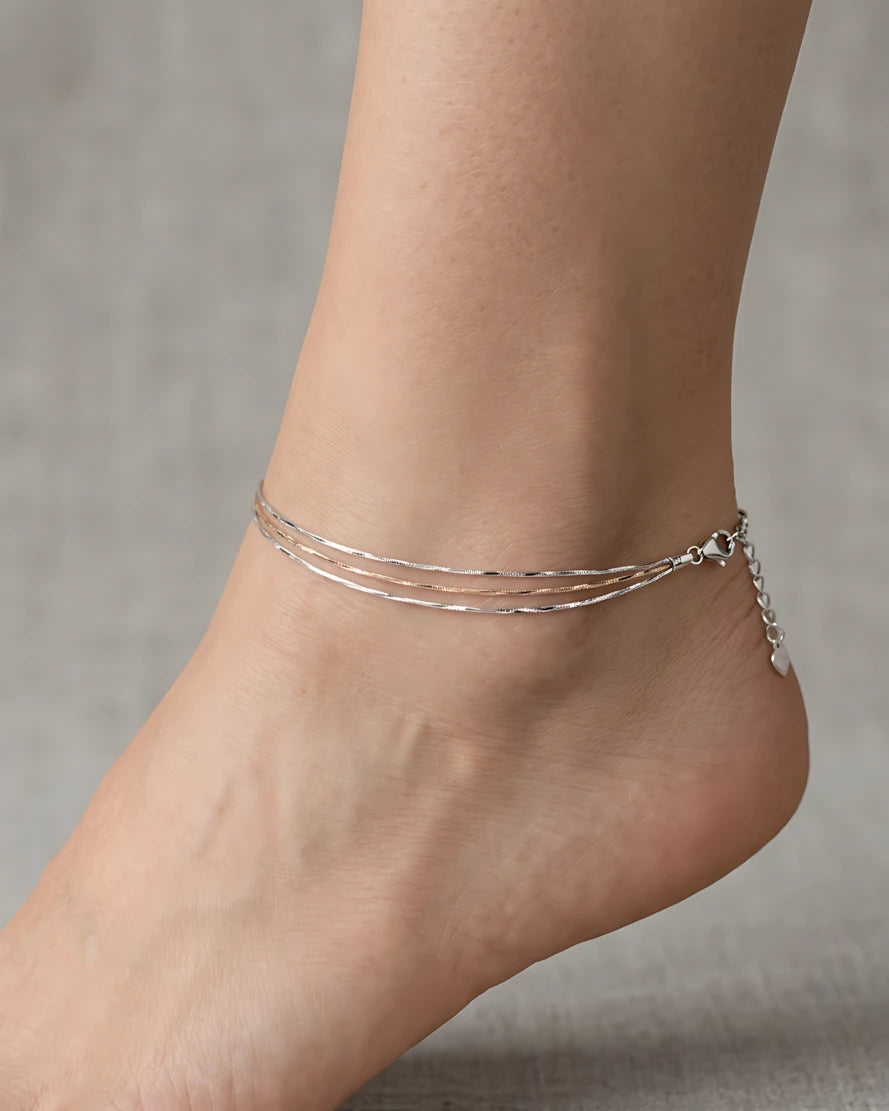 Two Tone Braided Single Anklet