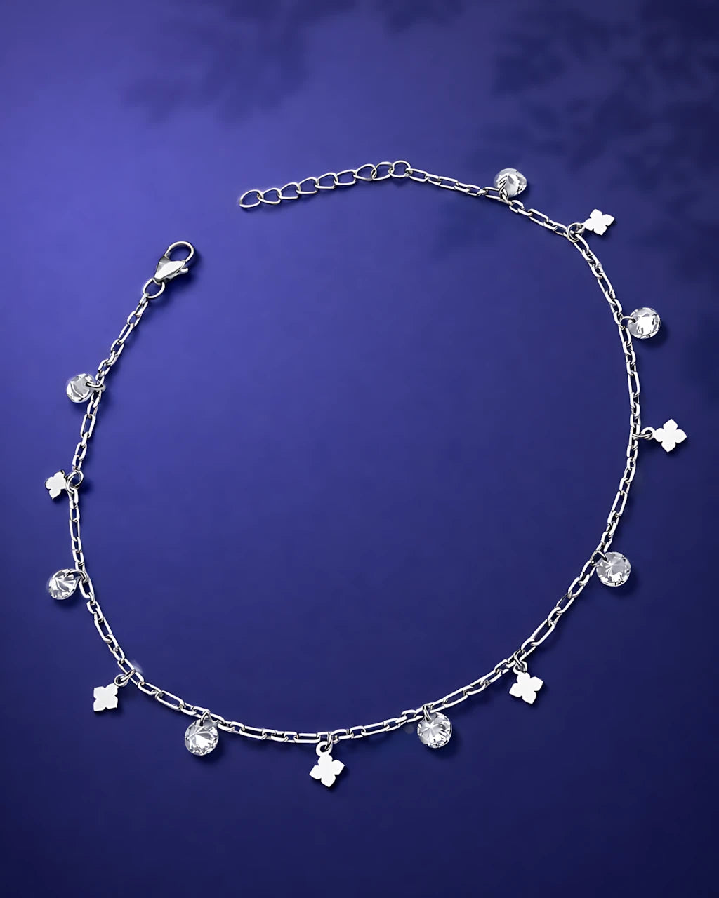 Clover and Crystal Single Anklet