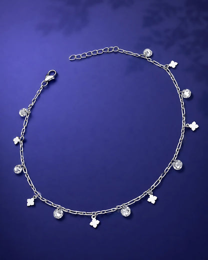 Clover and Crystal Single Anklet