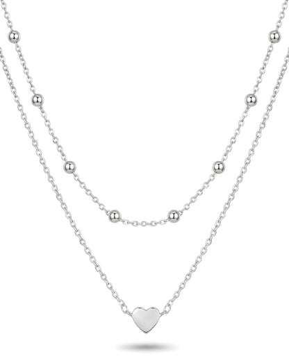 Double Layer Heart and Bead Necklace