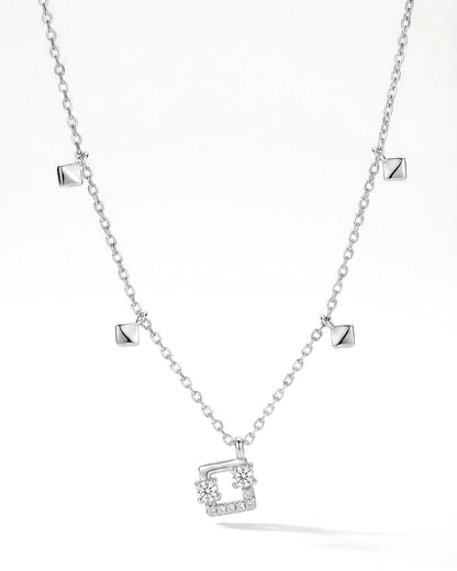 Geometric Square Charm Drop Necklace