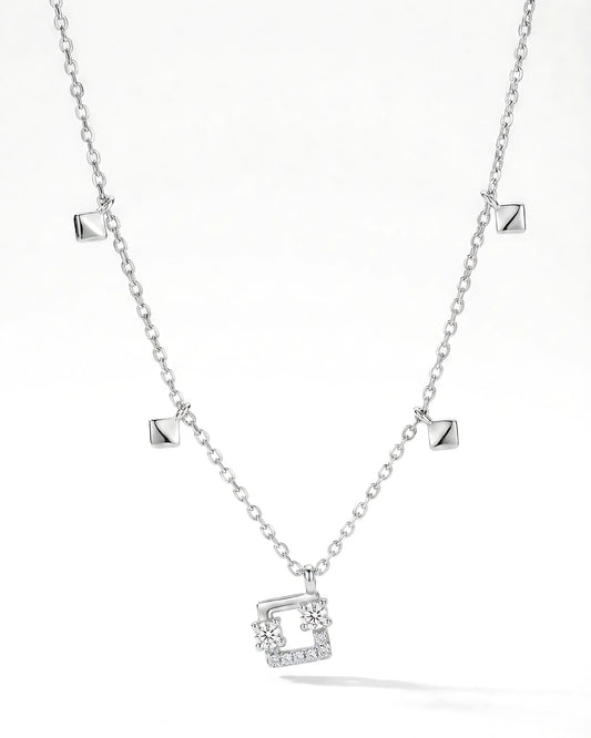 Geometric Square Charm Drop Necklace