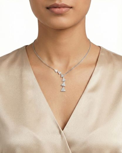 Geometric Crystal Triangle Drop Chain Necklace