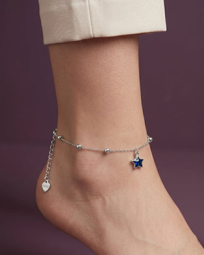 Blue Star Geometric Beaded Single Anklet
